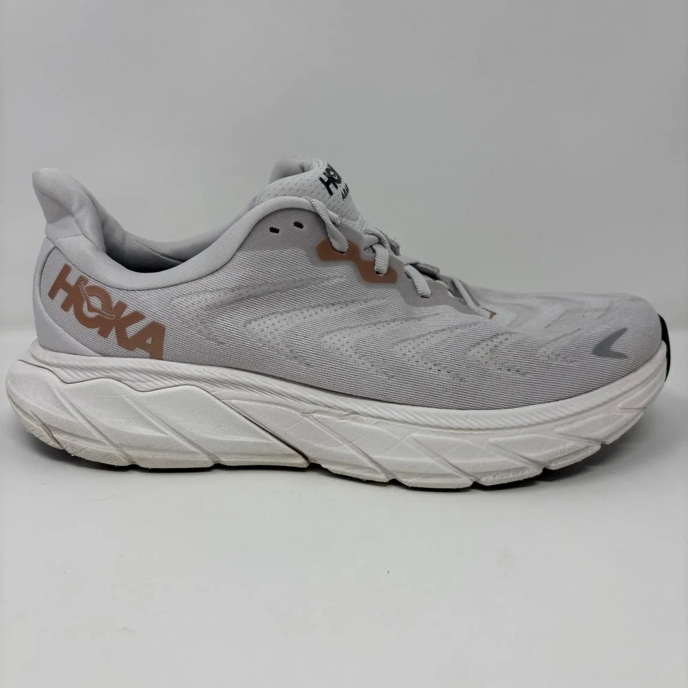 Hoka Arahi 6 Womens Size 12 Grey White Athletic Running Shoes (1123195 NCRG)